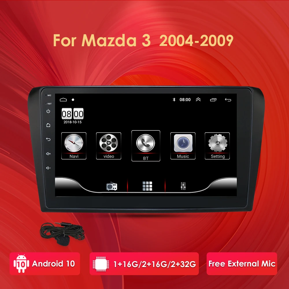 Android 10 9 Inch avtoradio, Predvajalnik, GPS Navigacija Za Mazda 3 2004 - 2009 16 g 1G WIFI Brezplačno ZEMLJEVID Quad Core Avto Multimedijski Predvajalnik