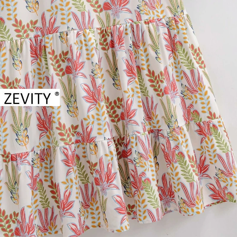 Zevity Nove ženske vintage o vratu čipke tiskanja priložnostne ohlapno obleko elegantno ženske tričetrt rokav vestidos stranke obleke DS4164