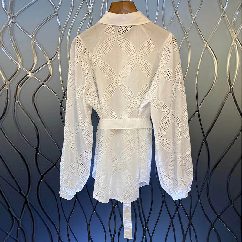 TWOTWINSTYLE Votlih Iz Sashes Obleko Za Ženske River Dolg Rokav Priložnostne Bele Obleke Ženska Moda Nova Oblačila 2020 Jeseni