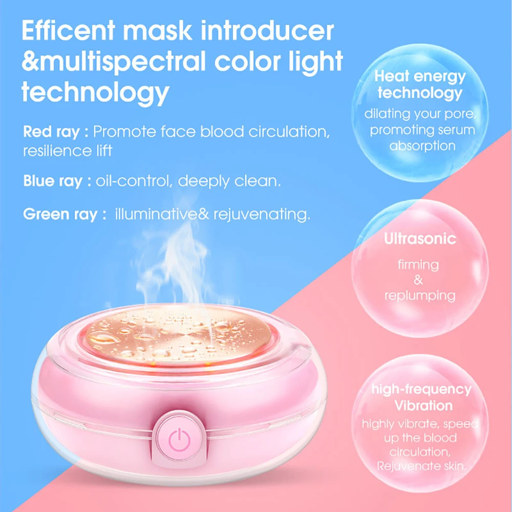 Novo Ultrazvočno Obrazno Masko Lepoto Naprave Hranil Indukcijske Multi LED Luči Terapija Obraza Vibracije Ogrevanje Massagers Prenosni