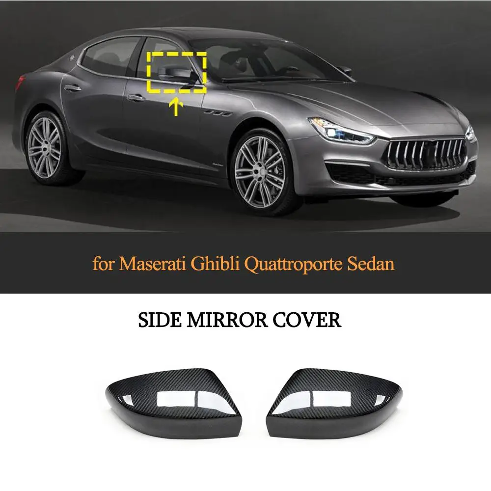Pravi Ogljikovega Avto Rearview Mirror Zajema Kape za Maserati Ghibli Quattroporte 2017-2019 Dodaj Na Ogledalo Zajema Kape Suho Ogljika