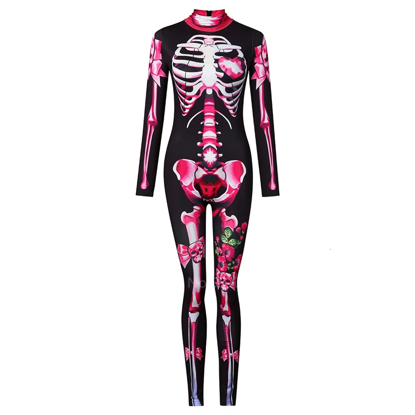 Dan Mrtvih Halloween Kostumi za Odrasle, Otroci Strašno Carnival Party Okostje Bodysuit 3D Tiskanje Baby Dekle Obleko Lobanje