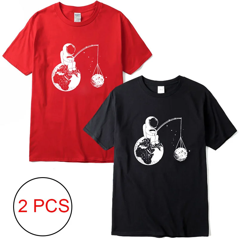 XIN YI moška T-shirt highqualityBombaža T-Shirt Smešno design astronavt tiskanje o-vratu hip hop t-shirt za moške, 2 kos Vroče prodaje
