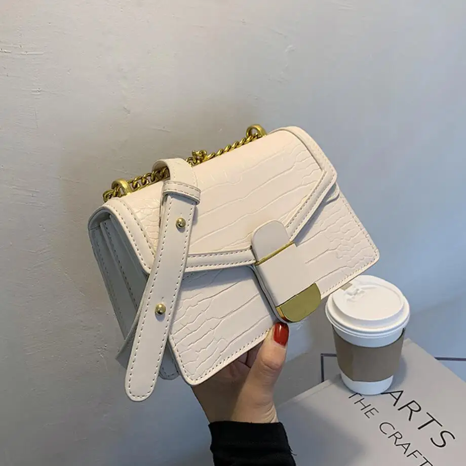 Krokodil vzorec Kvadratnih Crossbody vrečko 2020 Nove Kakovosti Usnja Ženske Oblikovalec Torbici Kontrast barve Ramenski Messenger Bag