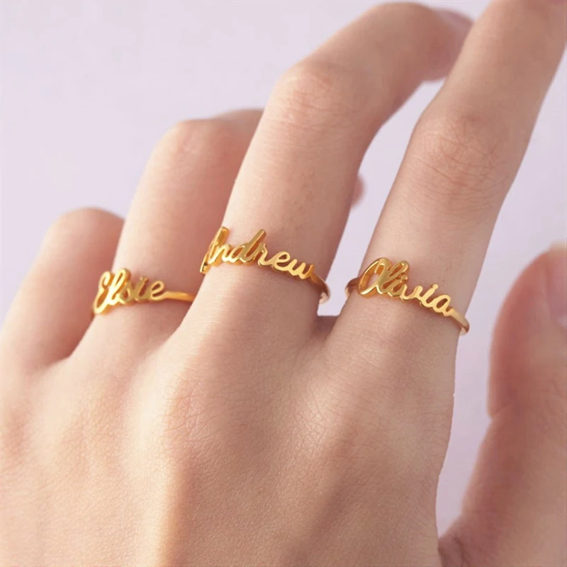 Custom Ring Z Imenom Anillos Mujer iz Nerjavečega Jekla Čare Pismo Obroč Osebno Bff Obroči za Ženske, Nakit brezplačna dostava