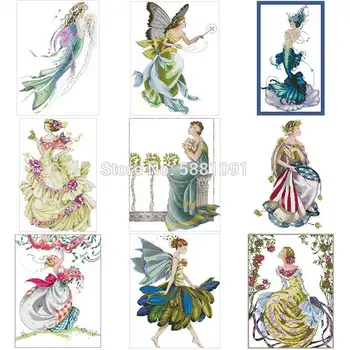 Mermaid fairy vzorce, ki Štejejo Navzkrižno Šiv 14CT DIY debelo Kitajski Navzkrižno Šiv Kompleti za Vezenje Needlework Določa doma dekor