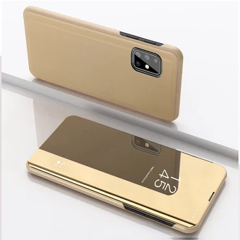 Za LG K42 Primeru Flip Mirror Stojalo Primeru Telefon za LG K52 Kritje Coque Luksuzni Zaščitna Funda za LGK42 K 42 52 LGK52 Capa