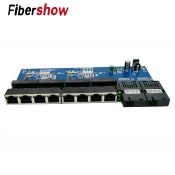 Gigabit Ethernet stikalo Vlakna, Optični Mediji Pretvornik PCBA 8 RJ45 UTP in 2 SC optični Port 10/100/1000M Odbor PCB 1pCS