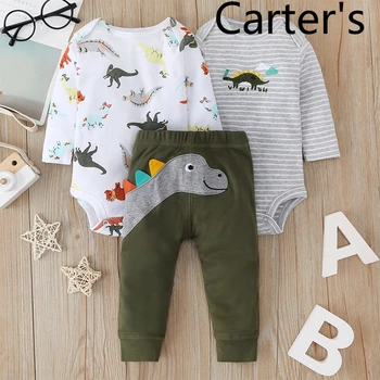 Carter je 2021 Eksplozivnih Baby Romper Hlače Komplet Moški Baby Živali Tiskanja Tri-delni Set Newborn Baby Bodysuit Twin Oblačila Baby Boy