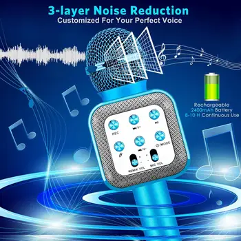 4 1 LED Luči Ročni Prenosni Mikrofon Karaoke Doma KTV Igralec z Rekordno Funkcijo so Združljive z operacijskim sistemom Android in iOS Naprav