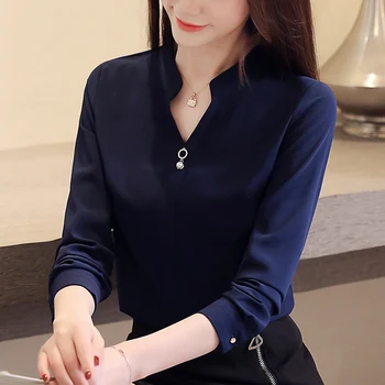 Korejski Moda Šifon Ženske Bluzo Jeseni Dolg Rokav Beli Ženske Majice Plus Velikost XXL Blusas Femininas Elegante Dame Vrhovi