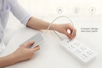 Original Xiaomi Mijia Mi Moč Trakovi 2A Hitro Polnjenje 3 USB Podaljšek Vtičnice Priključite 6 Standardne Vtičnice