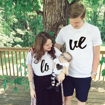 2020 Moda, Ljubezen, Družina Ujemanja Obleke Oblačila, ki Mati Oče T-shirt Baby Bodysuit Družino Videz Ujemanje Družino Obleke