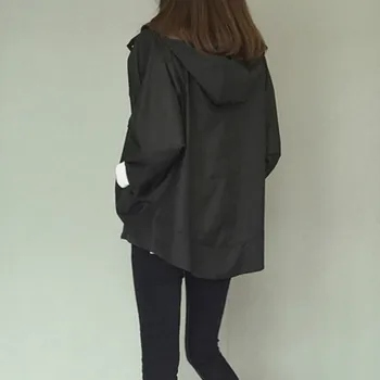 Jakne Ženske Prosti čas, Moda korejskem Slogu Svoboden Hooded Batwing Rokav Pocket Ženska Oblačila Vseh tekmo Preprosto Barva Chic