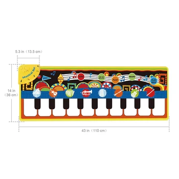 BalleenShiny 110x36cm Glasbeni Klavir Baby Mat Igrajo Mat Igrače Igra Preprogo, Glasbo, Igrače Izobraževanja v Zgodnjem Otroštvu Plazil Odejo Darilo