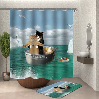 2019 smešno tuš zavese kopel zavese dom dekor nepremočljiva tuš zavese mačka pes 3d, kopalniške zavese ali mat