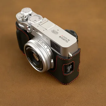 Ročno Resnično pravo Usnje Pol Fotoaparat Primeru Vrečko Kritje za FUJIFILM X100V