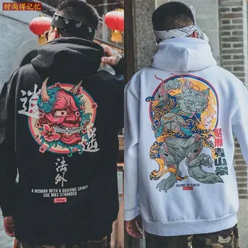 Moda Za Moške Kul Moških Hip Hop Hooded Hoodies Japonski Priložnostne Sweatshirts Ulične Moški Ženske Puloverju Harajuku Hudič Moški Pulover S Kapuco