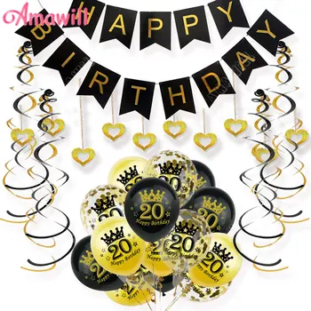 20. do 30. 40. 50. Latex Konfeti Balon Happy Birthday Party Dekoracijo Odraslih 30 40 50 60 Let Obletnico, Rojstni dan Dobave