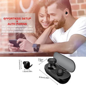 TWS Brezžične Slušalke Bluetooth Slušalke 5.0 8D Bas Stereo Čepkov Prostoročno, Slušalke Z Mikrofonom Polnjenje Primeru
