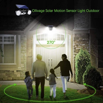 Senzor gibanja Sončne Luči na Prostem Sončne Stene Luči z Dvojno Glavo Reflektorji 30 LED Nepremočljiva Nastavljiv za Vrt,Garaža