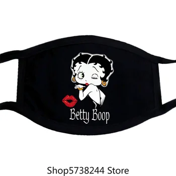 Vintage Otroka Betty Boop Črna Velikost Velike Maske 2002 - Bombaž-Made in Usa Stroj za enkratno uporabo z Masko