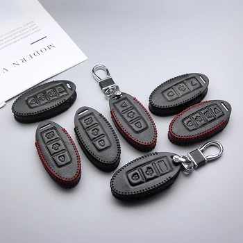 Za Nissan Qashqai brcne Tiida Murano Opomba Juke Avto Keychain Keyring Keyfob Tipko Veriga Obroč Usnje Tipko Primeru Zajema Avto Styling