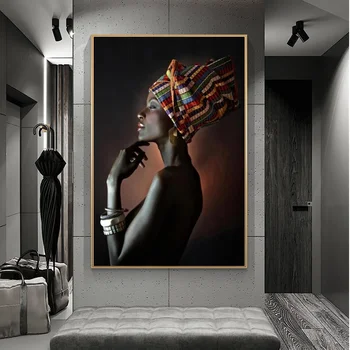 Afriške Umetnosti Črna Ženska Pokrivala Platna Slike na Steni Umetnosti Plakatov in Fotografij Platno, Slike za Dnevna Soba Dekor