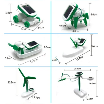 6 v 1 Solar Igrače izobraževalne solarni komplet za Napajanje Robota za Vgradnjo DIY Zbrati Pripomoček za Letalo, Ladja Avto Vlak Model Znanost Darilo za Otroke
