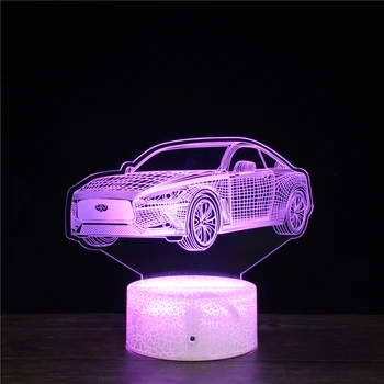 3D LED Noč Luči Sedan Avto AE86 Risanka 7 se Spremeni barva Projektor Baby Spanja namizne Svetilke Doma Dekor Počitnice Otroci Darilo za Rojstni dan