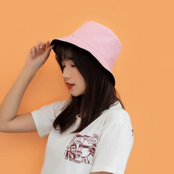 Enobarvni reverzibilna klobuk moški in ženski korejska različica plima študent ribič klobuk ženski poletje ulica bifacial bazena h