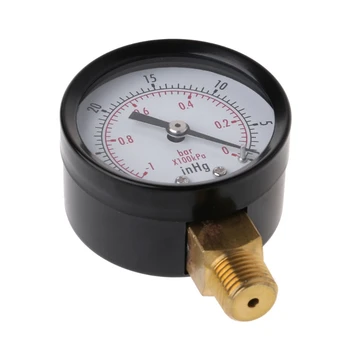 Vakuumski manometer Mini Izbiranje Zračnega Tlaka Meter Dvakrat Obsega BAR inHg 1/4