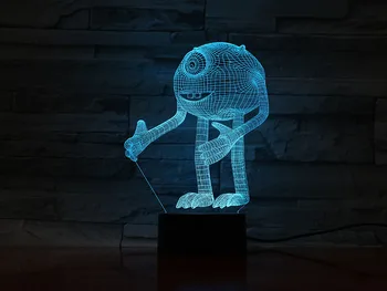 3D Led Nočna Lučka Monsters Inc Noč Lučka Vidne LED lučke za Otroška Spalnica Postelji z Barvo Spreminja z Bluetooth Zvočnik