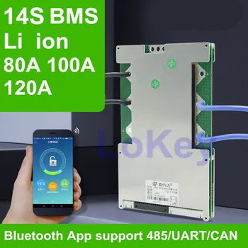 Smart BMS 14S 48V 80A 100A 120A Litij-li-ionska lipo bilance BMS polnjenje disply s komunikacijo UART android Aplikacijo Bluetooth