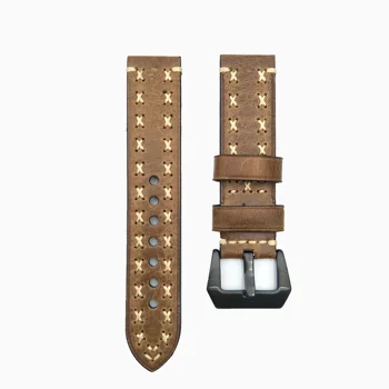 Pravega Usnja Watch Trak 22 mm 24 mm Watch Band za Panerai Watch Ročno Usnje pasu s Črno Sponke