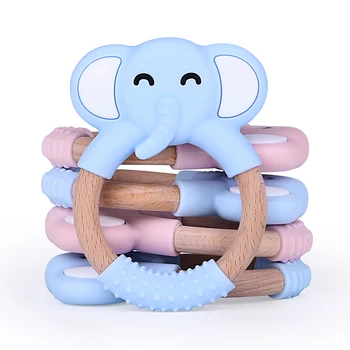 Chenkai 10PCS Baby Silikonski Slon Teether Lesen Prstan Začetnih BPA Free Za DIY Dojenčka Žvečljive obesek zdravstvene Nege Zapestnica Igrače