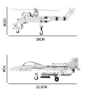 3D Kovinski Letalo Skupščine Boy Toy Snemljiv Gradnik Helikopter Borec Bomber iz Nerjavečega Jekla Model