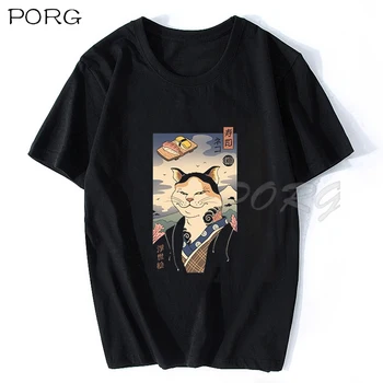 VELIKO TAKOYAKI Japonskem Stilu Risanke Black T Shirt Harajuku Estetske Gothic Moški T-Shirt Bombaž O-Vratu Anime Tee Majica