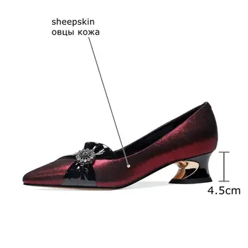 ALLBITEFO pravega usnja debele pete urad dame čevlji blagovne znamke visoke pete ženske čevlji za pomlad žensk, visoke pete, čevlji velikost:34-42