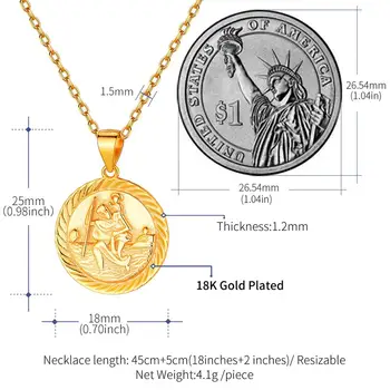 U7 Saint Kitts Medaljo Ogrlica Sterling Srebrni Obesek Ogrlica Verski Krščanski Nakit Kovanec čarobne gumbe za Ženske, Moške P107