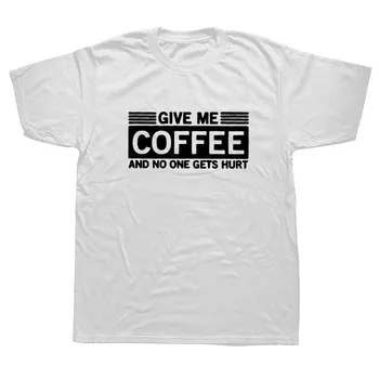 Smešno Priložnostne Daj Mi Kavo Graphic T-Shirt Mens Kratki Rokavi Hip Hop Natisnjeni T Srajce Prevelik Ulične Vrh Tees