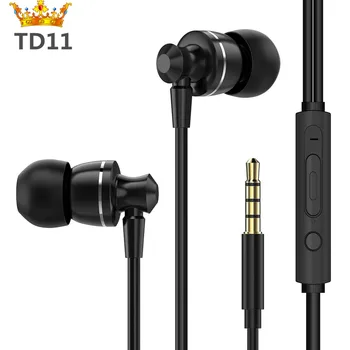 Izvirnik V uho Kovinski Slušalke z Bas Stereo Žične Slušalke prilagoditev glasnosti Mikrofonom za iPhone /Xiaomi Huawei Telefon, MP3