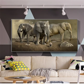 Afriški Slon Steno Plakatov In Fotografij Živali Platno Art Poslikave Na Steni Krajine Cuadros Slike Za Dnevno Sobo