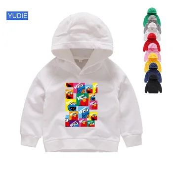 Otrok Otroci Hoodies Na Sesame Street Elmo Catoon Sweatshirts Baby Bombaž Puloverju Dekle Fantje pomlad ClothesTops Fant Oblačila