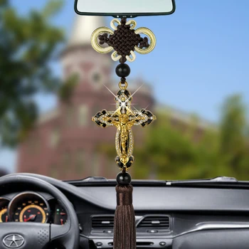Jezus Figur Križ Avto Obeski Auto Okraski Visi Avtomobile Vzvratno Ogledalo Christian Vzmetenje Dekor Dodatki