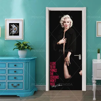 Tiskano Umetnost Vrata Nalepke DIY Obnovo Zidana Nepremočljiva Seksi Modni Slika Marilyn Monroe Sliko Samolepilni Nov Dom Dekor