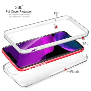 360-Stopinjski Celotno Telo, Pokritost Telefon Primeru Jasno, Mehko TPU za iPhone 6S 6 Plus 6S Plus 7 7 Plus 8 8 Plus X XS XR XS Max 11 12 Pro
