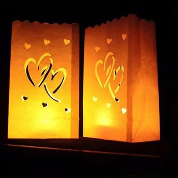 30PCS Sveča Vrečke Poročno Dekoracijo DIY Papir Lantern Festival Romantično Dekorativne Sveče Imetnika (Dvojno Srca)