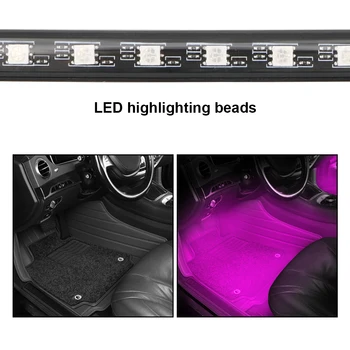 LED Avto Stopala Svetlobo Okolice Svetilko Z USB Brezžični Daljinski Glasbe za Nadzor Več Načinov Avtomobilske Notranjosti Dekorativne Luči