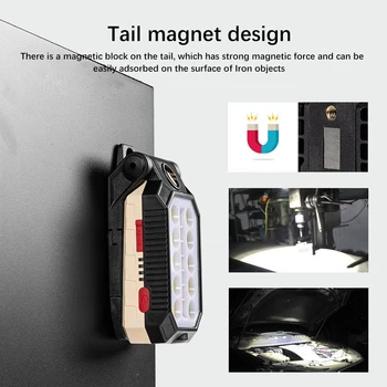 2021 Super Svetla COB Delo Svetlobe, USB Polnjenje Prenosna LED Svetilka Nastavljiv Nepremočljiva Magnet Taborjenje Luč Moč Zaslon